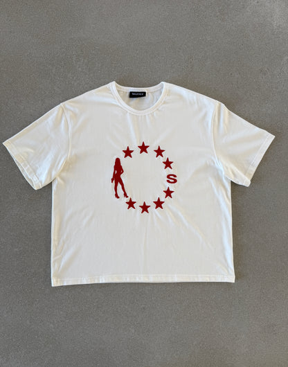Star Tee Off White/Red